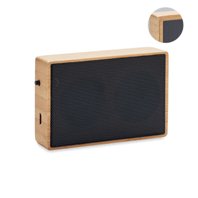 Custom Printed Solar Bamboo Wireless Speaker