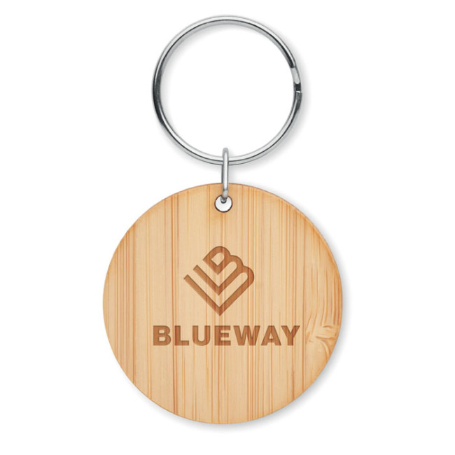 Custom Printed Round Bamboo Key Ring