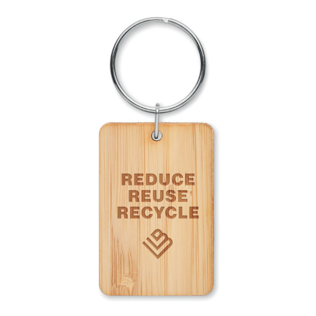 Custom Printed Rectangular Bamboo Key Ring