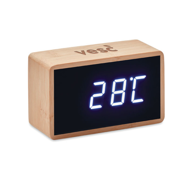 Custom Printed LED Alarm Clock Bamboo Casing