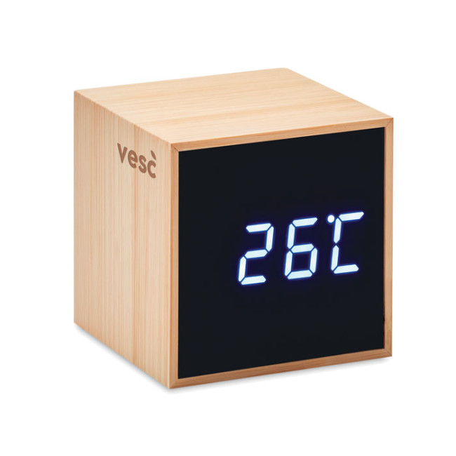 Custom Printed LED Alarm Clock Bamboo Casing