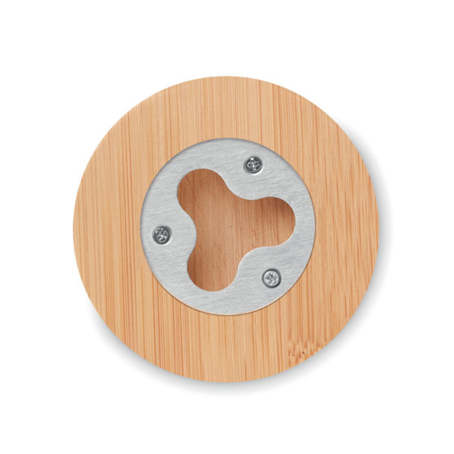 Custom Printed Bamboo Bottle Opener/ Coaster - Image 2