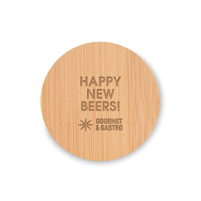 Custom Printed Bamboo Bottle Opener/ Coaster - Image 1