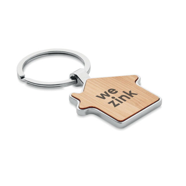 Custom Printed House Key Ring Metal Bamboo