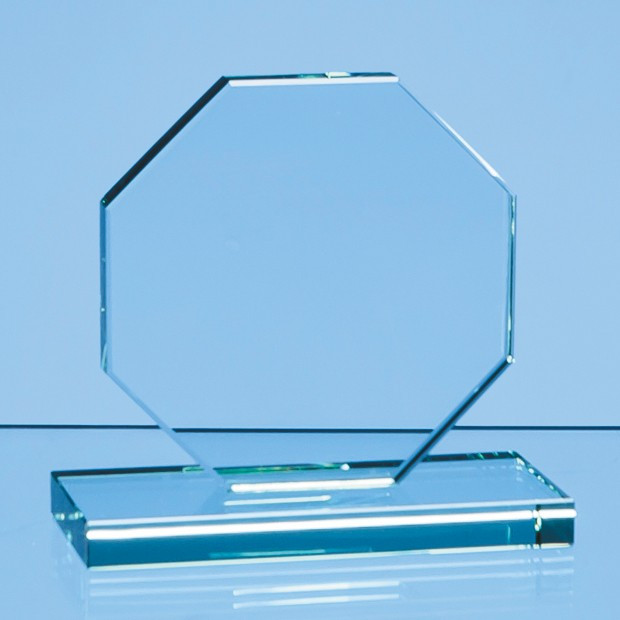 Custom Printed 10cm x 10cm x 12mm Jade Glass Octagon Award