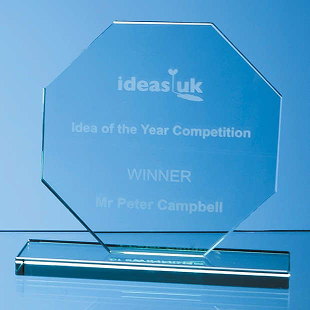 Custom Printed 15cm x 15cm x 12mm Jade Glass Octagon Award