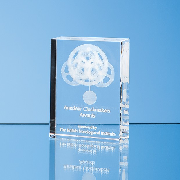 Custom Printed 20cm x 11cm Optical Crystal Rectangle Award, H or V