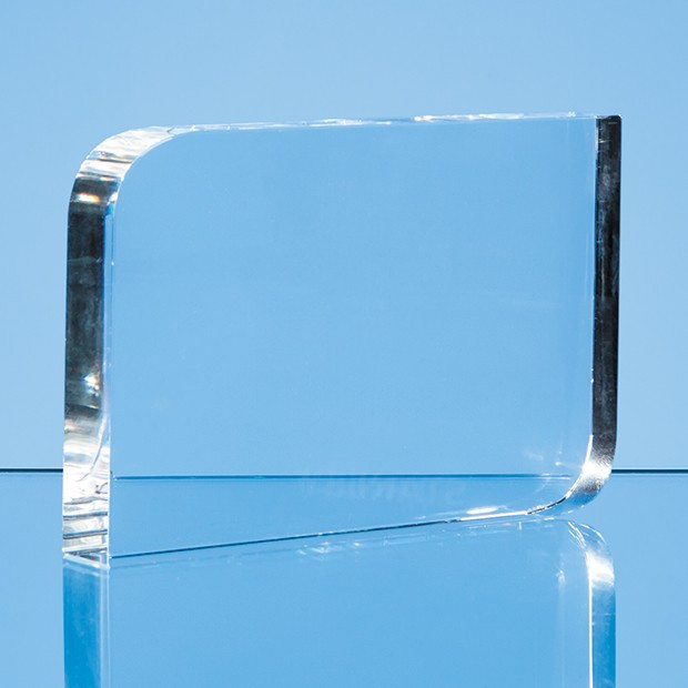 Custom Printed 9cm x 15cm Optical Crystal Curved Rectangle Award