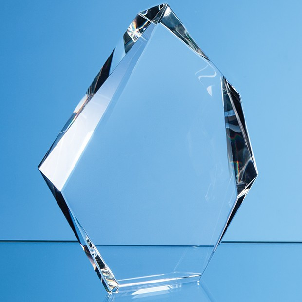 Custom Printed 15cm Optical Crystal Facetted Ice Peak Award