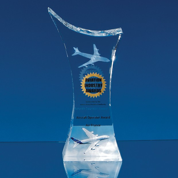 Custom Printed 23cm Optical Crystal Pointed Slope Award