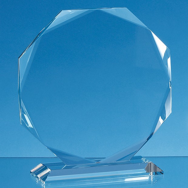 Custom Printed 11.5cm x 11.5cm x 15mm Clear Glass Facetted Octagon Award