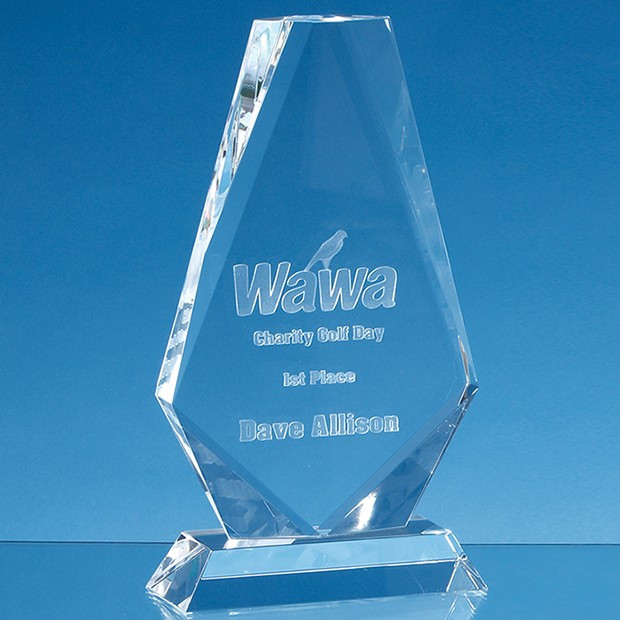 Custom Printed 17.5cm Optical Crystal Cropped Iceberg Award