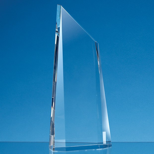 Custom Printed 21.5cm Optical Crystal Facetted Peak Award