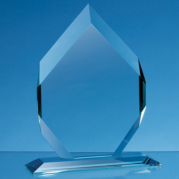 Custom Printed 15cm x 10cm x 15mm Jade Glass Majestic Diamond Award