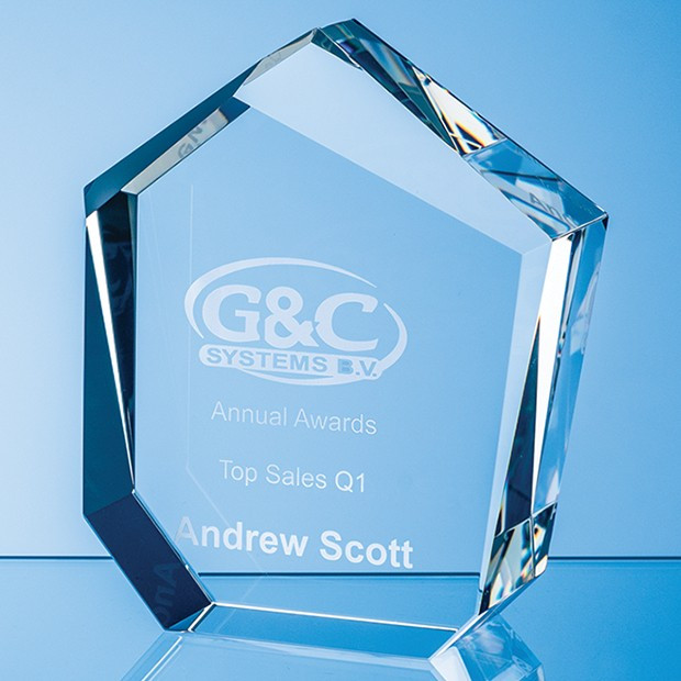 Custom Printed 16cm Optical Crystal Apex Iceberg Award