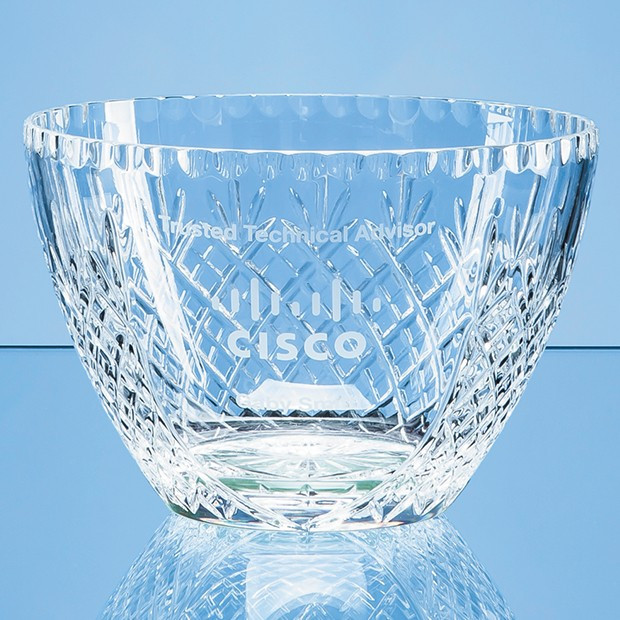 Custom Printed 20.5cm Lead Crystal Panelled Fruit Bowl