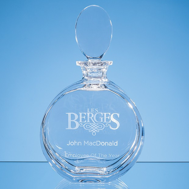 Custom Printed 0.65ltr Lead Crystal Elena Round Spirit Decanter