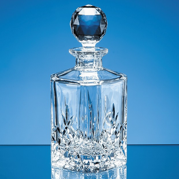 Custom Printed 0.8ltr Blenheim Lead Crystal Full Cut Square Spirit Decanter