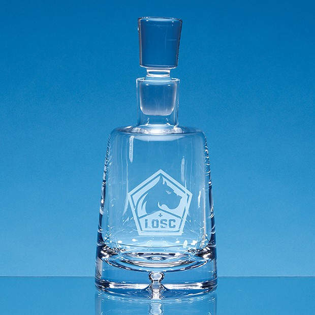 Custom Printed 0.95ltr Handmade Bubble Base Holding Company Decanter