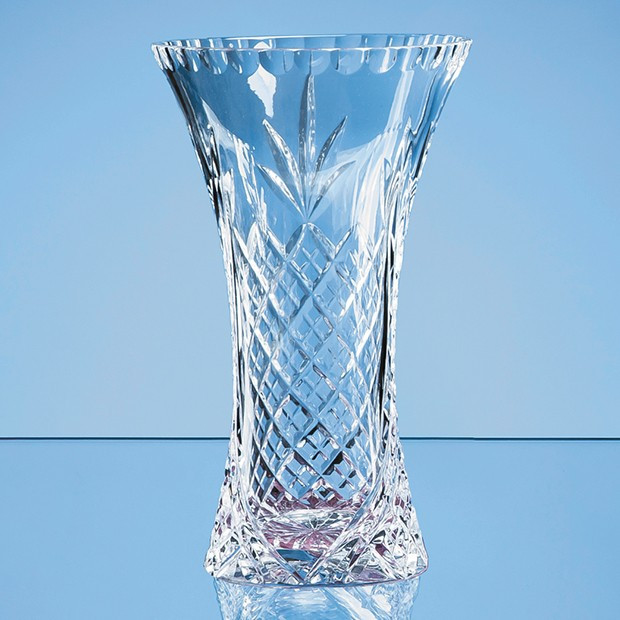 Custom Printed 23cm Lead Crystal Panelled Flared Vase