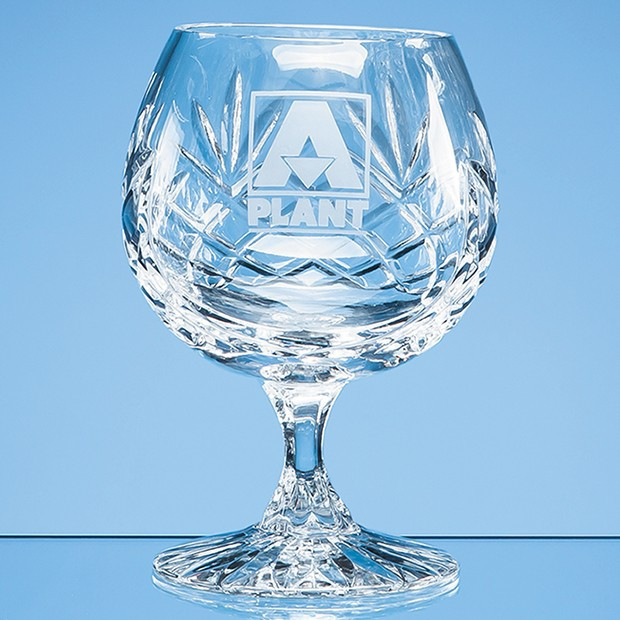 Custom Printed 280ml Glencoe Lead Crystal Panel Brandy Glass