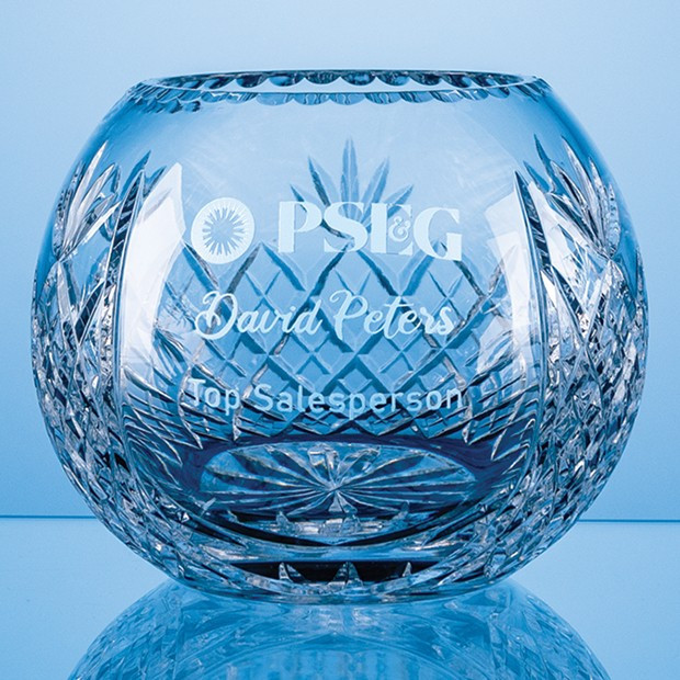 Custom Printed 18cm Lead Crystal Panelled Round Bowl