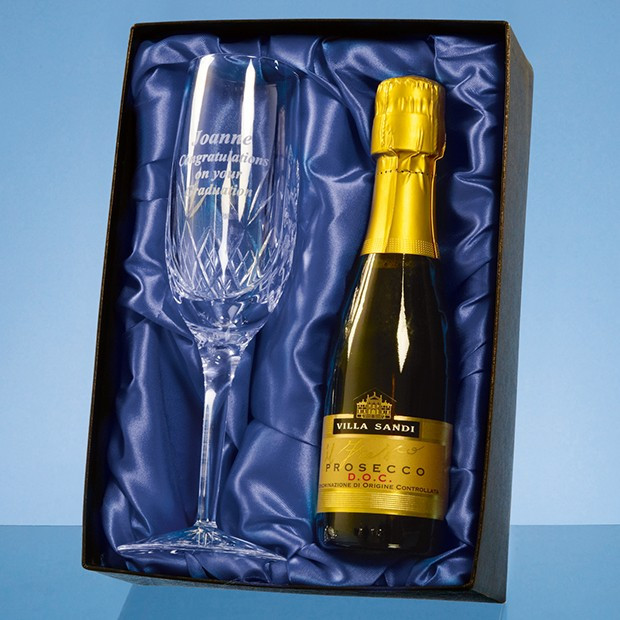 Custom Printed Single Champagne Flute Gift Set with a 20cl Bottle of Prosecco