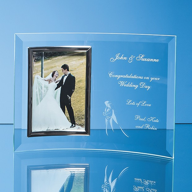 Custom Printed Bevelled Glass Crescent Frame for 5" x 7" Portrait Photo