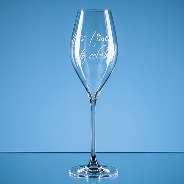 Custom Printed 320ml 'It's time to celebrate' Diamante Prosecco Glass