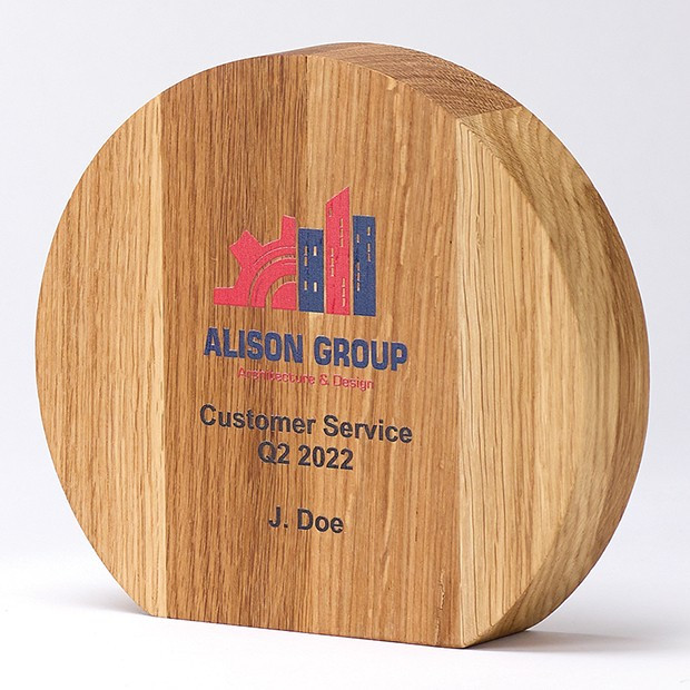 Custom Printed 18.5cm x 20.5cm x 3.5cm Beech Circle Award