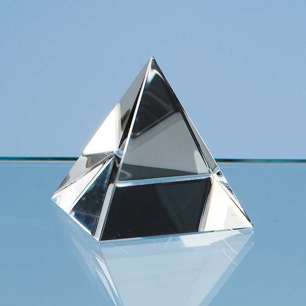 Custom Printed 5cm Optical Crystal 4 Sided Pyramid