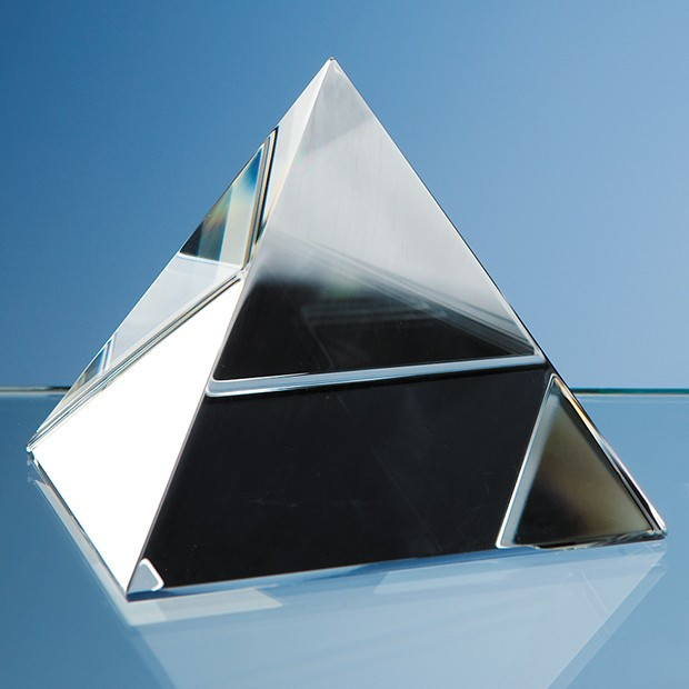 Custom Printed 9cm Optical Crystal 4 Sided Pyramid