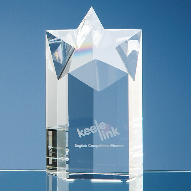 Custom Printed 15cm Optical Crystal Star Column Award