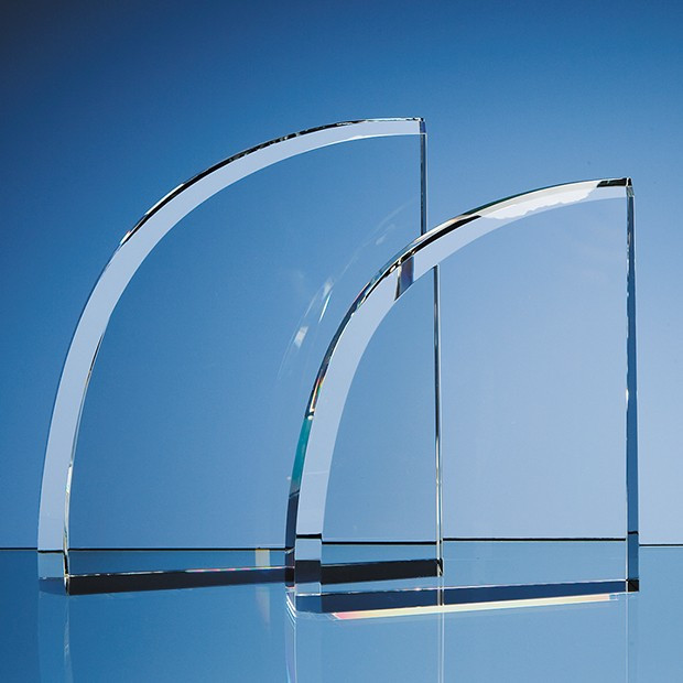 Custom Printed 15.5cm Optical Crystal Facet Curve Award