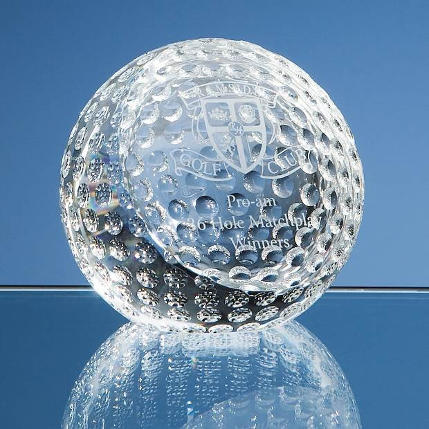 Custom Printed 8cm Optical Crystal Golf Ball Paperweight