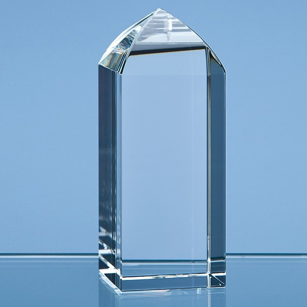 Custom Printed 10cm Optical Crystal Mini Tower Rectangle