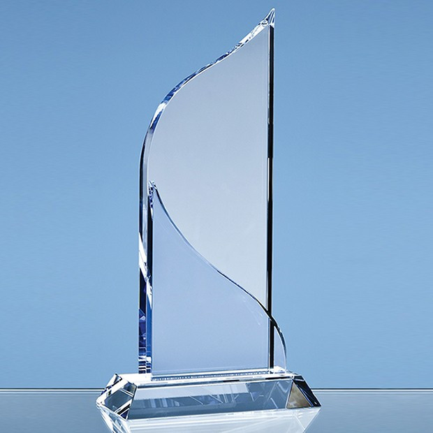 Custom Printed 25.5cm Optical Crystal Grand Bleu Award