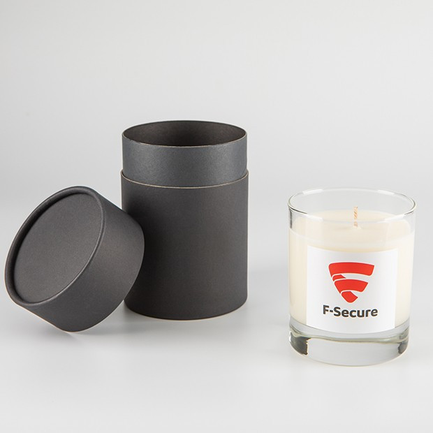 Custom Printed 240g Clear Glass Scented Candle in a Round Black Gift Box