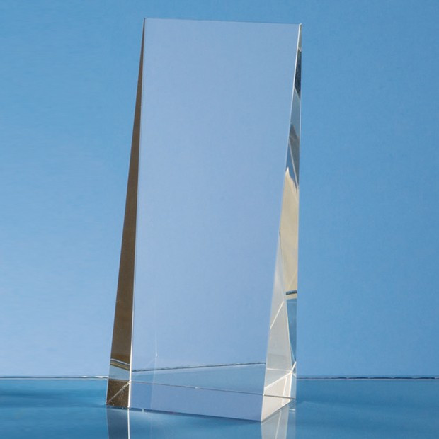 Custom Printed 16.5cm Optical Crystal Wedge Rectangle Award