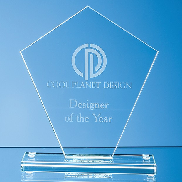 Custom Printed 15.5cm x 13.5cm x 1cm Jade Glass Diamond Award