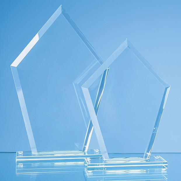 Custom Printed 20cm x 14.5cm x 12mm Jade Glass Bevelled Edge Diamond Award