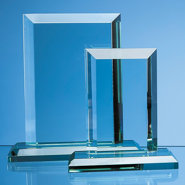 Custom Printed 15cm x 10cm x 19mm Jade Glass Mitred Rectangle Award