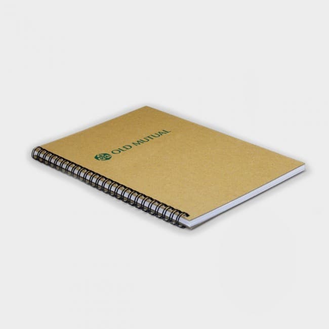 Custom Printed Green & Good A5 Wirebound Natural Board Notebook - Recycled