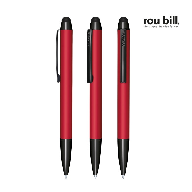 Custom Printed Rou Bill Attract Soft Touch Twist Ball Pen with Touch Pad - Image 1