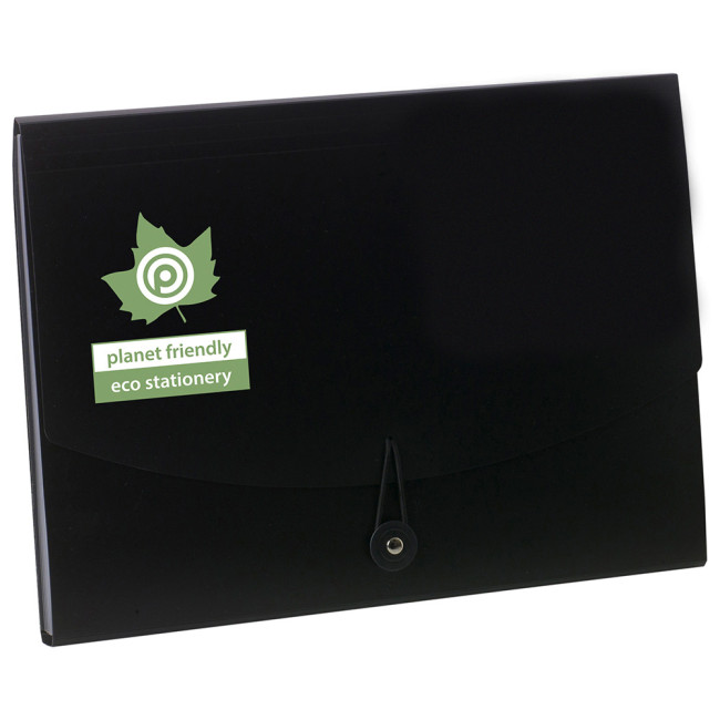 Custom Printed Eco-Eco A4 50% Recycled 7 Pocket Black Expanding File - Image 2