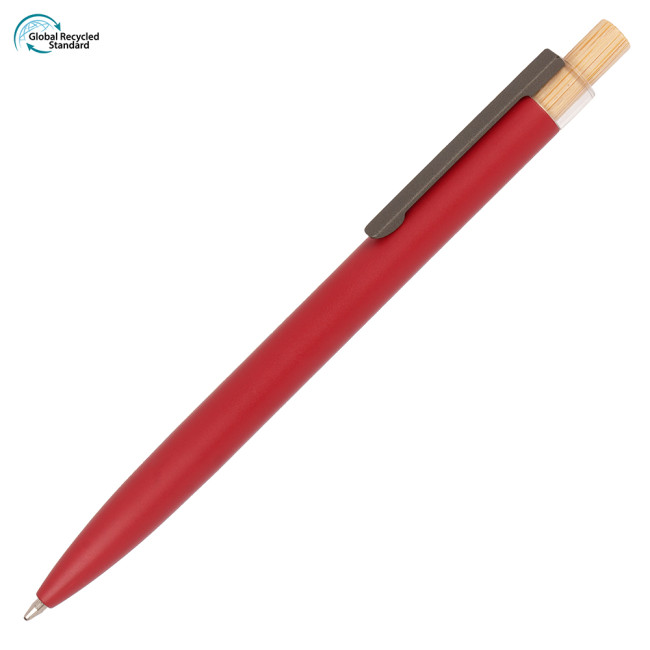 Custom Printed Refresh Recycled Aluminium Ball Pen with bamboo plunger - Image 6