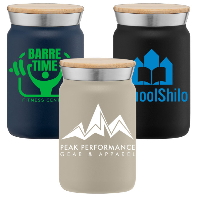 Custom Printed Nordic Double Wall Stainless Steel Tumbler With Bamboo Lid 270ml