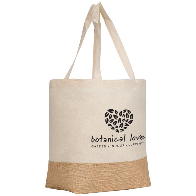 Custom Printed Rio™ Shopper Tote Bag 140gsm Recycled Cotton Blend with Jute