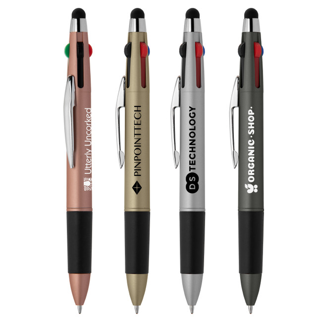 Custom Printed Quattro Softy Metallic Multi Ink Stylus Pen