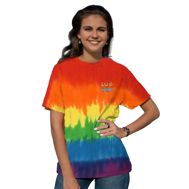 Custom Printed Rainbow Tie-Dye Pre-shrunk 100% Heavyweight Cotton T-Shirt - Image 2